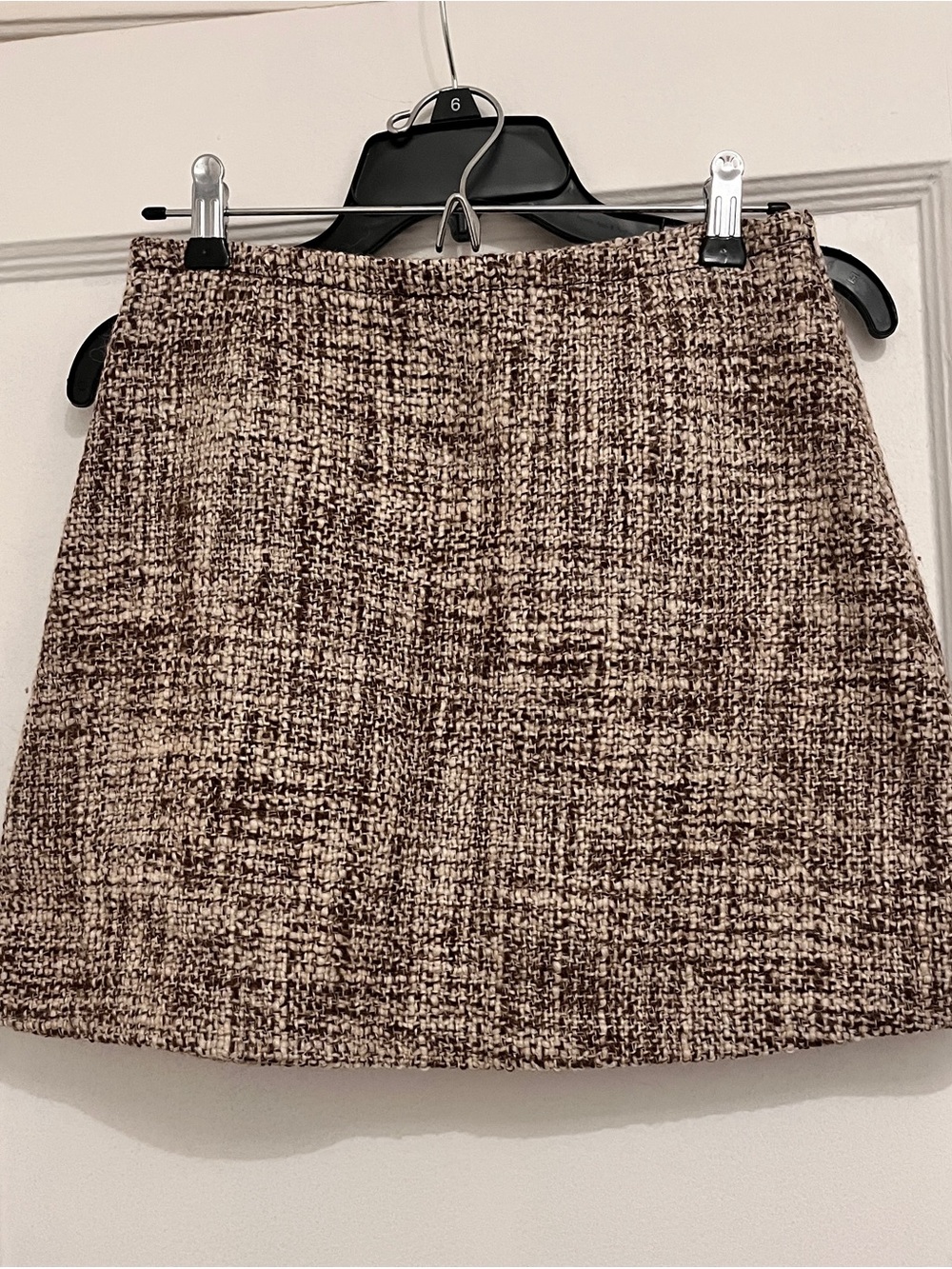Piazza Sempione Brown & Cream Tweed A-Line Mini Skirt